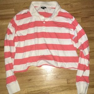 Peach and white striped crop top